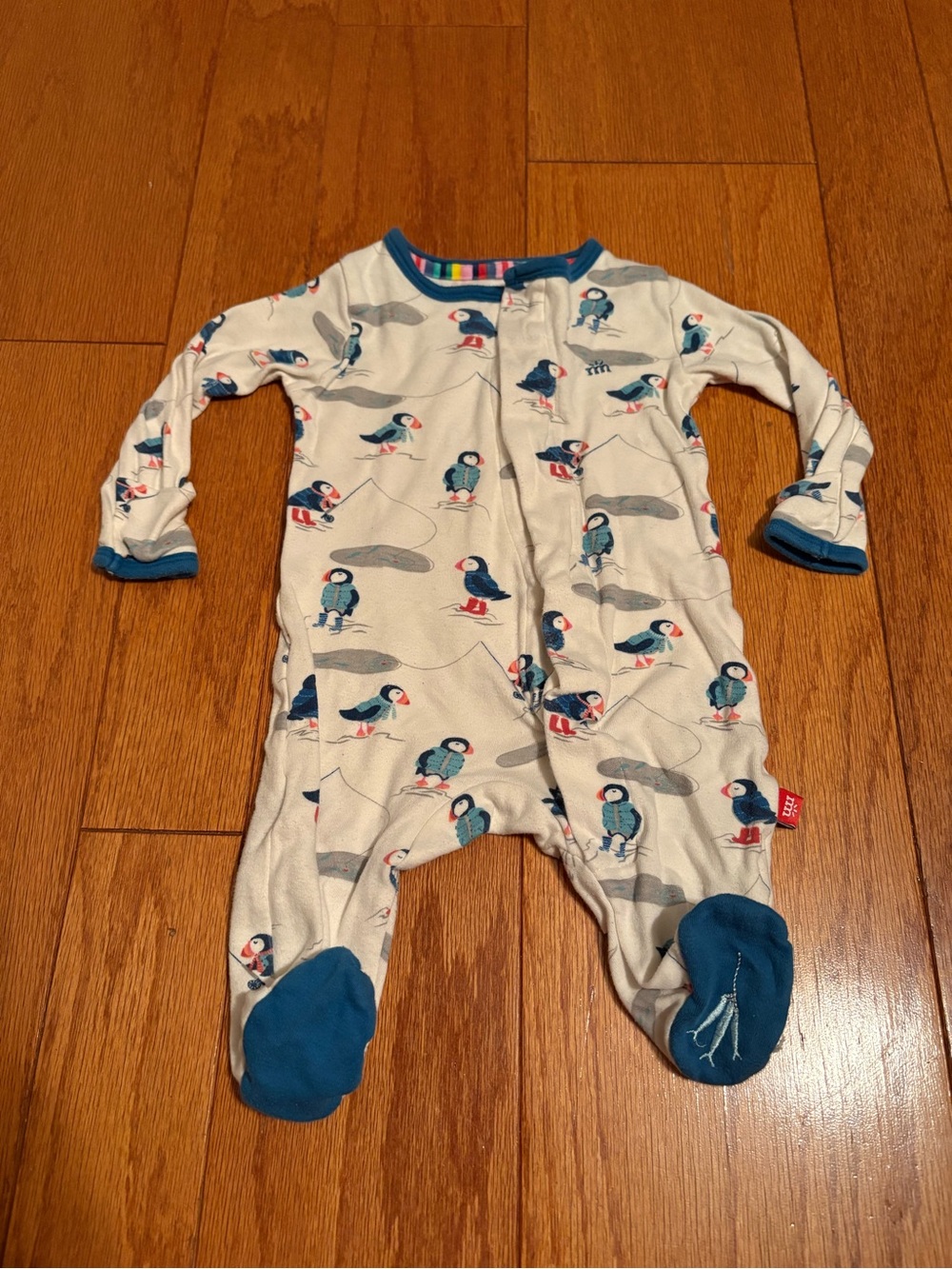 Magnetic Me Organic Cotton Puffin-Print Footie 0-3 months